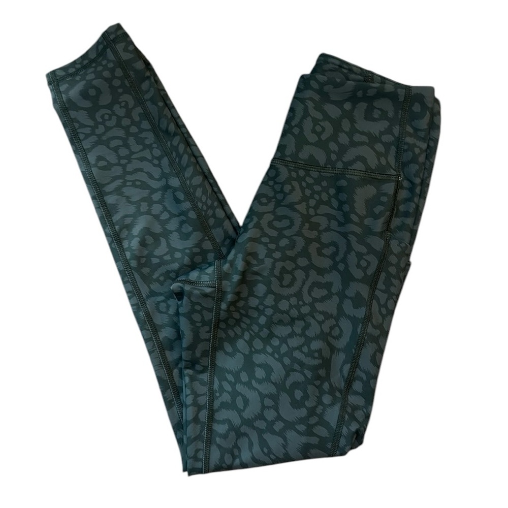 🖤 Tek Gear Green Leopard Print Leggings with Pockets NWOT